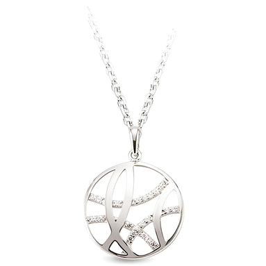 Runder Zirkonia-Anhänger mit Silberkette