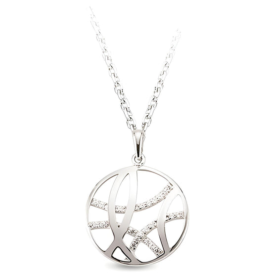 Runder Zirkonia-Anhänger mit Silberkette