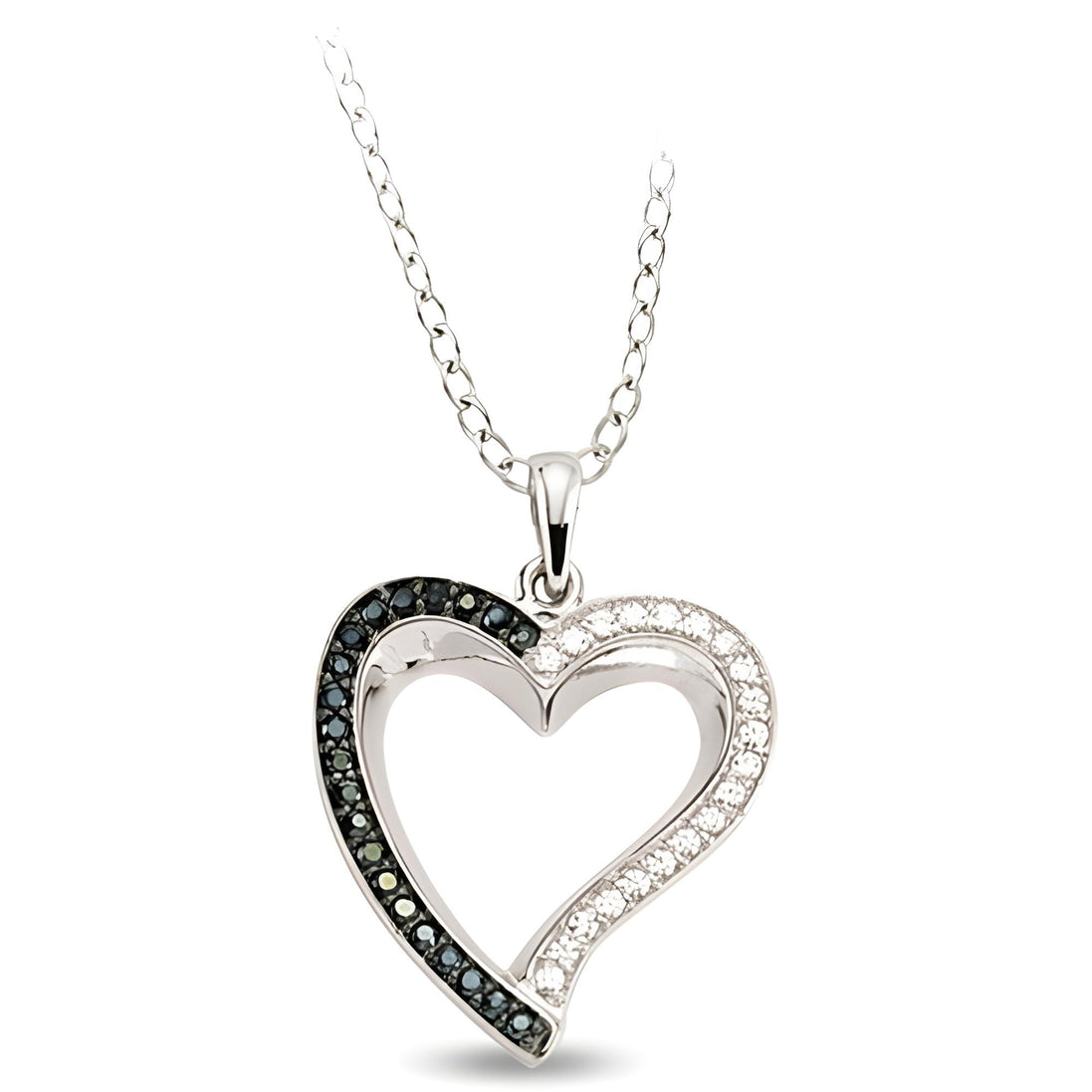 Zirkonia Herzanhänger Schwarz-Weiß