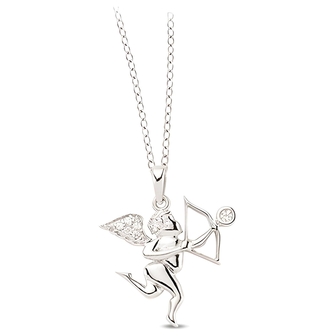 Amoranhänger und Kette aus Silber Zirkonia weiß