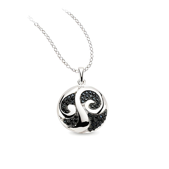 Anhänger und Kette aus Silber Zirkonia schwarz