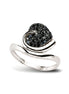 Herzring aus Silber Zirkonia schwarz