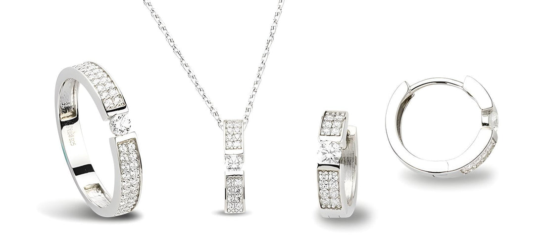 Schmuckset aus Silber Zirkonia weiss