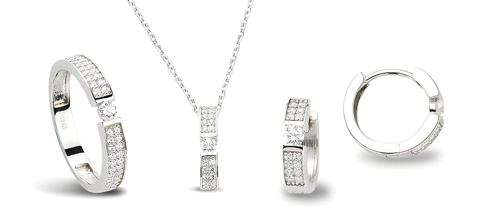 Schmuckset Kette Ohrringe Silber
