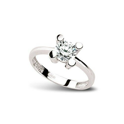 Ein aus Sterlingsilber gefertigter Ring, verziert mit einem strahlenden weißen Zirkonia-Edelstein, der Eleganz und Schlichtheit in seinem Design einfängt. Echtschmuck.shop