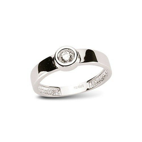 Ein aus Sterlingsilber gefertigter Ring, verziert mit einem strahlenden weißen Zirkonia-Edelstein, der Eleganz und Schlichtheit in seinem Design einfängt. Echtschmuck.shop