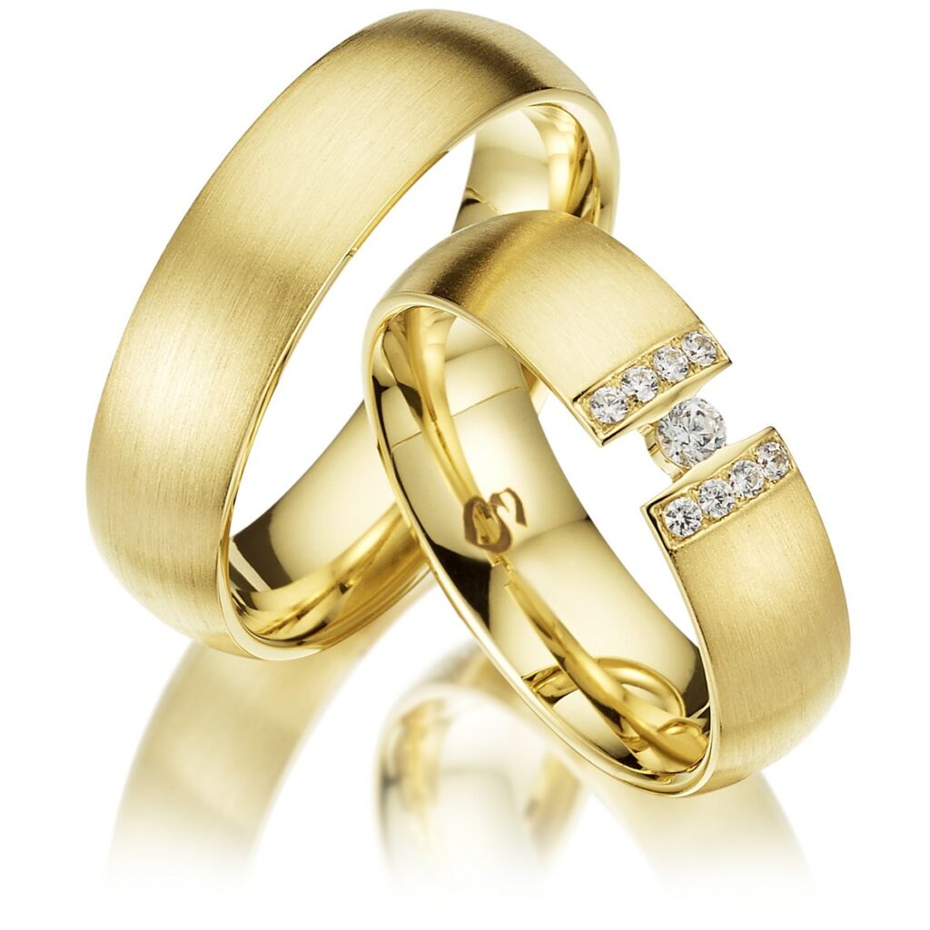 4096 Ringe aus Gelb Gold 8, 10, 14 oder 18 Karat Gelbgoldring mit Zirkonia oder Brillanten besetzt