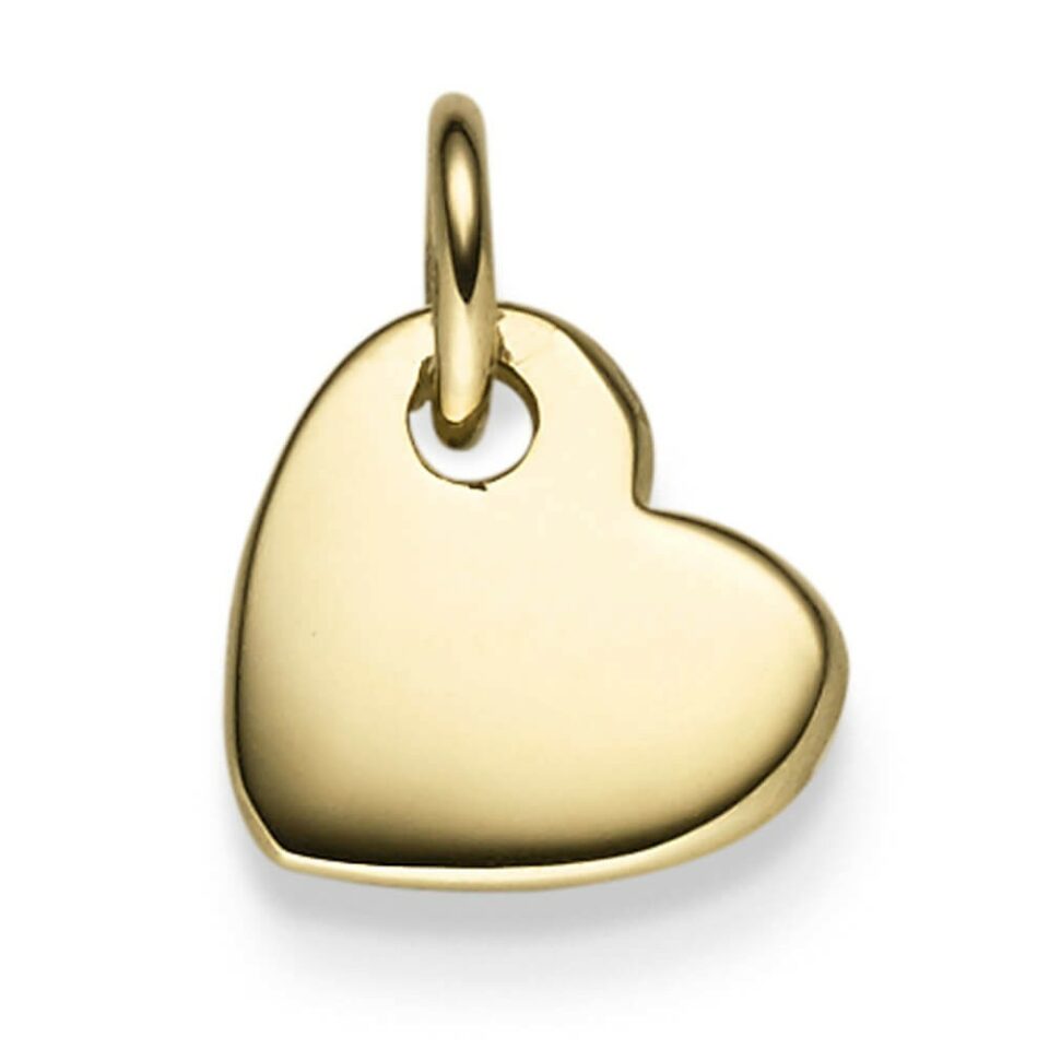 Gold Herz Anhänger aus 585er Echtgold mit glatter Oberfläche und integrierter Öse, auf hellem Hintergrund fotografiert