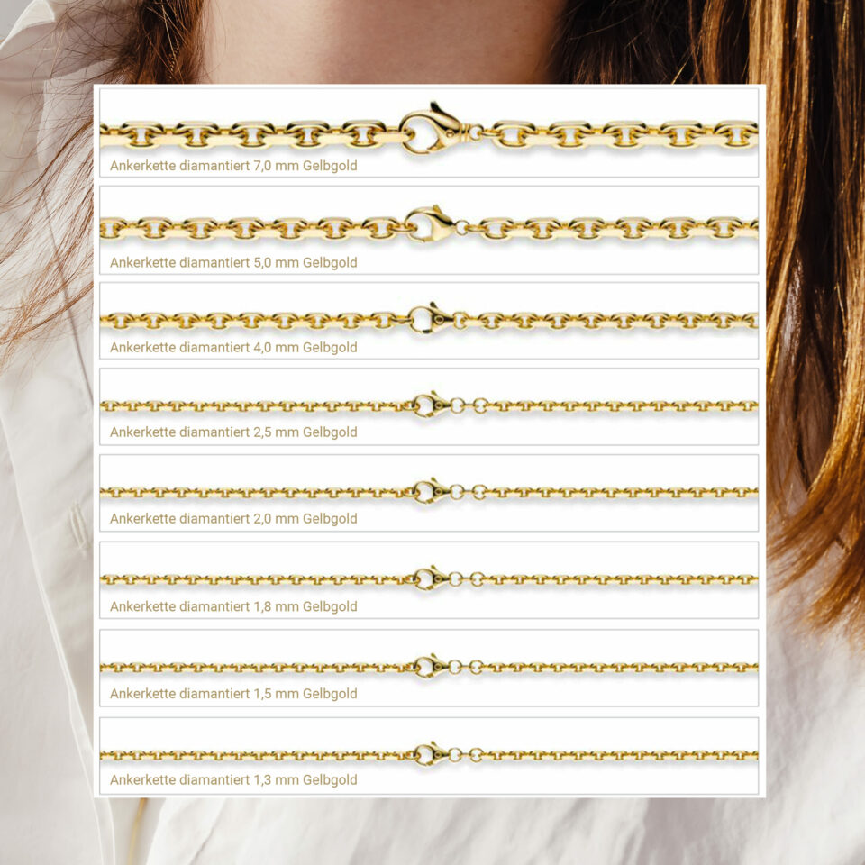 Ankerkette diamantiert 585 Gelbgold – Bild 4