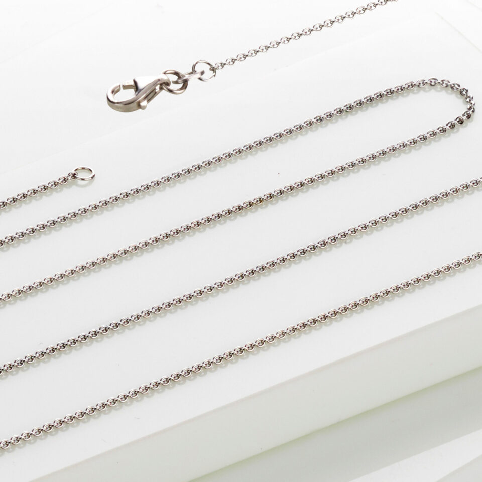 Ankerkette rund 1,1mm breit 585 Weißgold