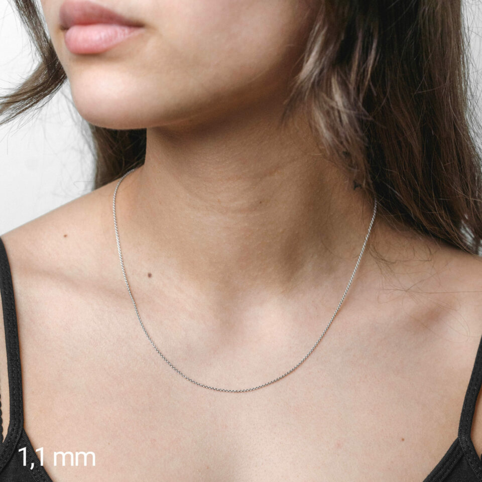 Ankerkette rund 1,1mm breit 585 Weißgold – Bild 2