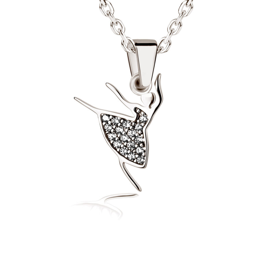 Ballerina Anhänger aus Silber Zirkonia weiß