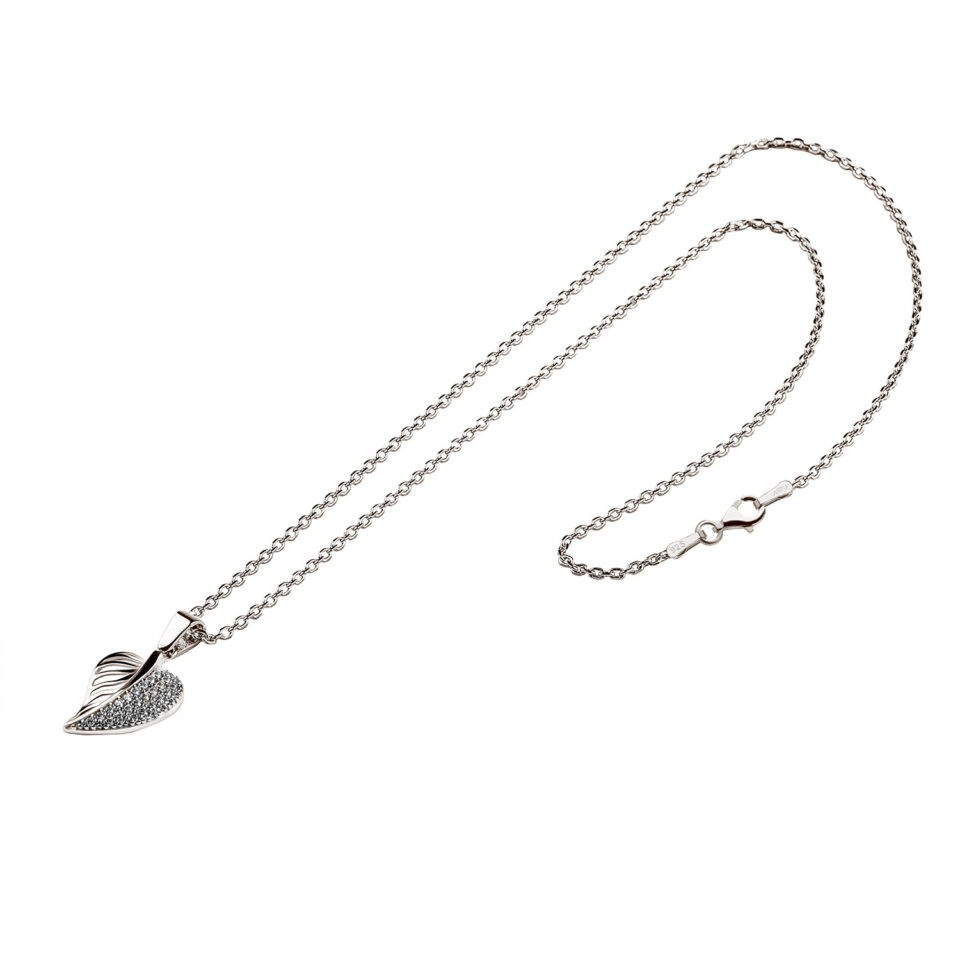 Blatt Anhänger aus Silber Zirkonia weiß – Bild 4