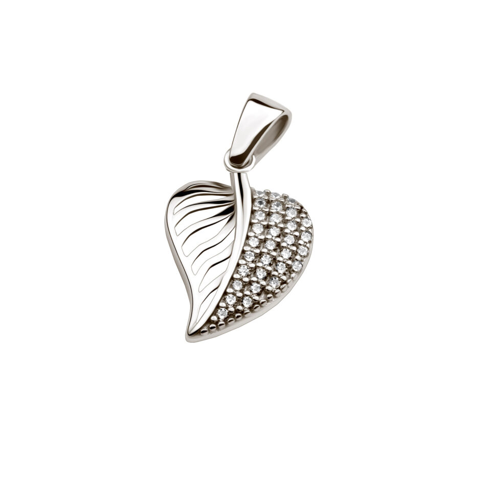 Blatt Anhänger aus Silber Zirkonia weiß – Bild 5