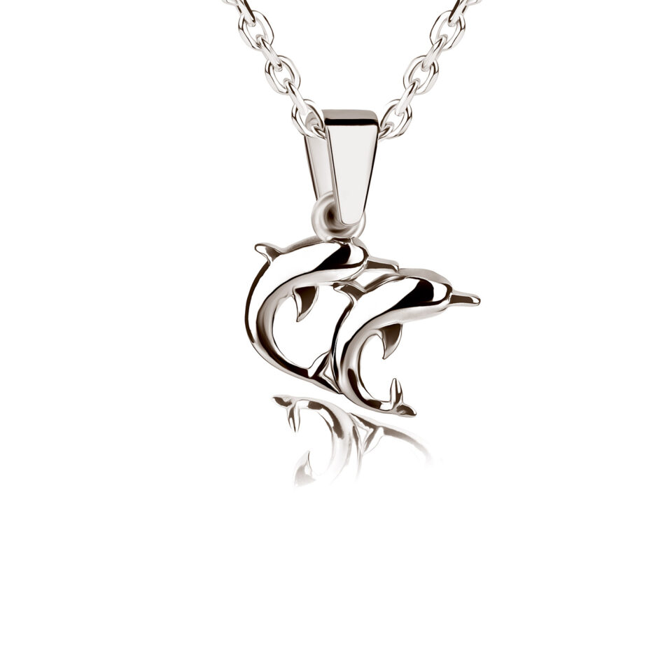 Delfin Anhänger aus Silber Zirkonia weiß