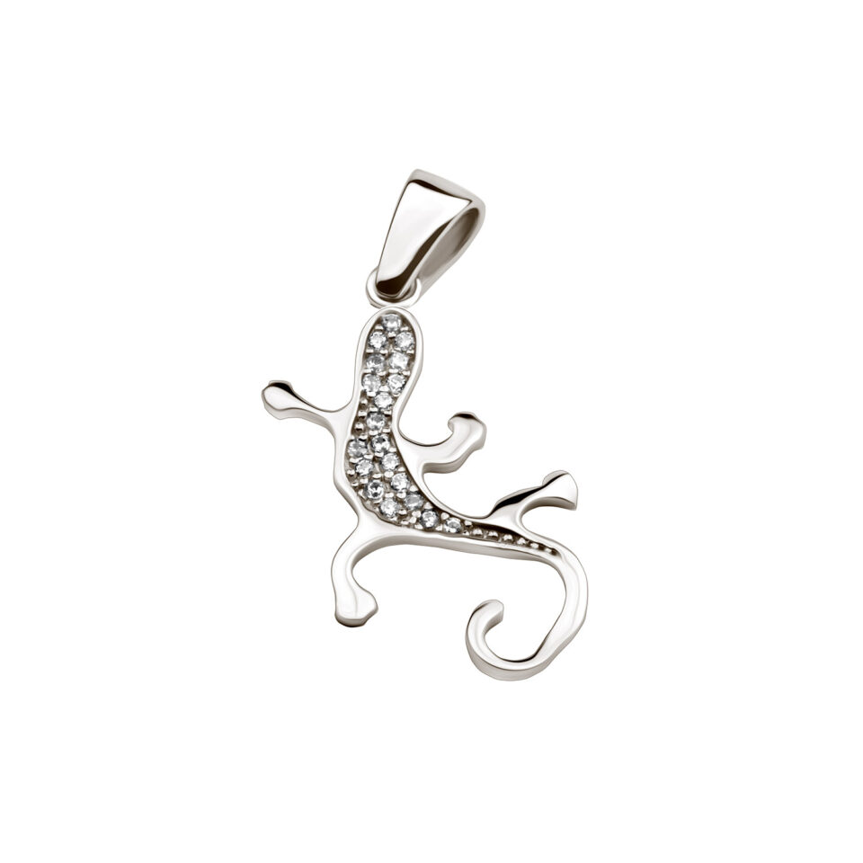Gecko Anhänger aus Silber Zirkonia weiß – Bild 4