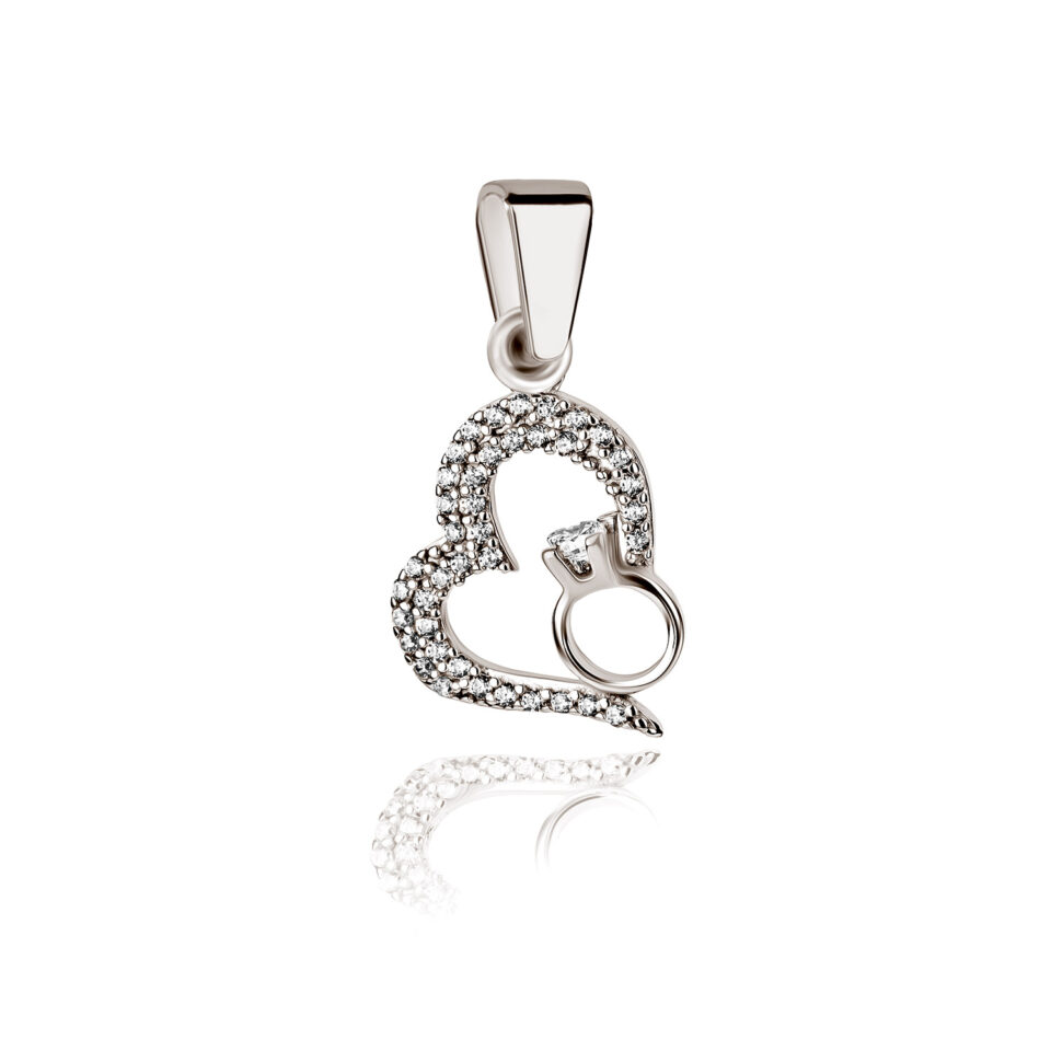 Herz Ring Anhänger aus Silber Zirkonia weiß – Bild 2