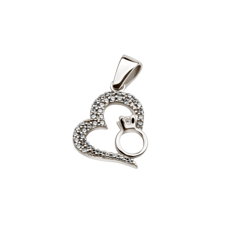 Herz Ring Anhänger aus Silber Zirkonia weiß
