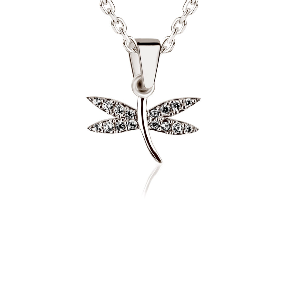 Libelle Anhänger aus Silber Zirkonia weiß