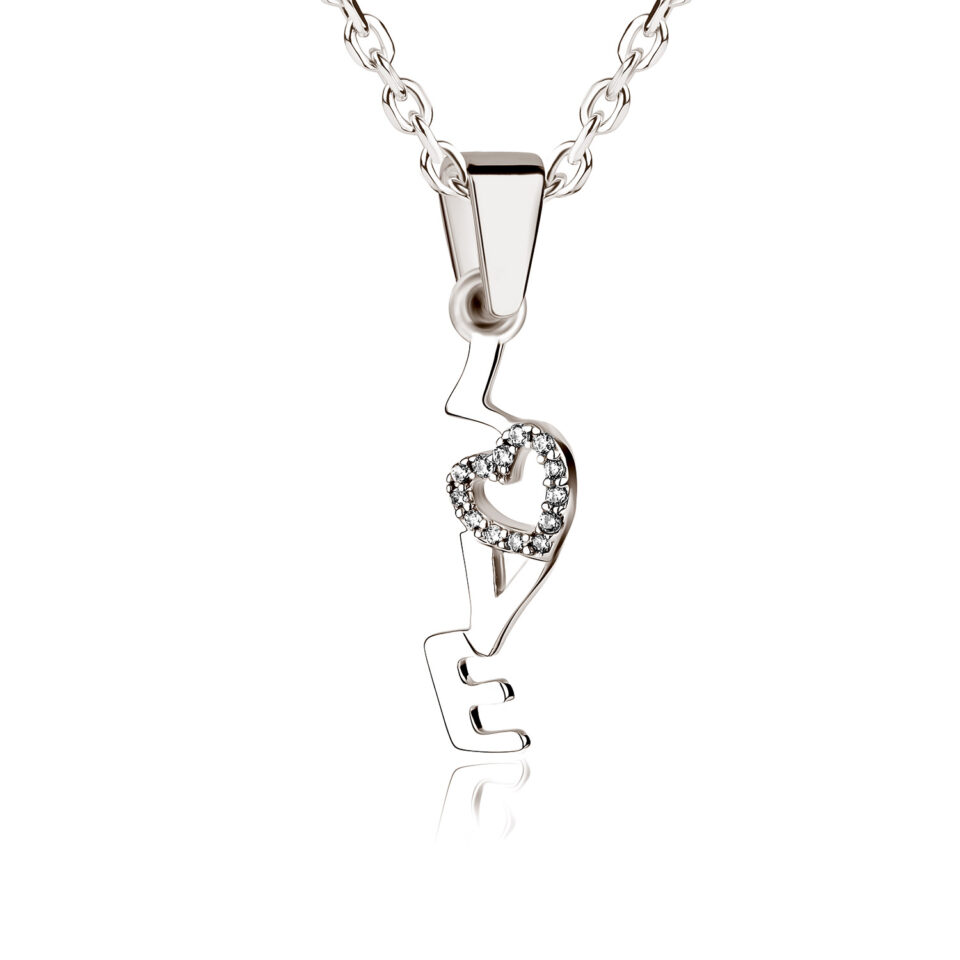 Love Anhänger aus Silber Zirkonia weiß