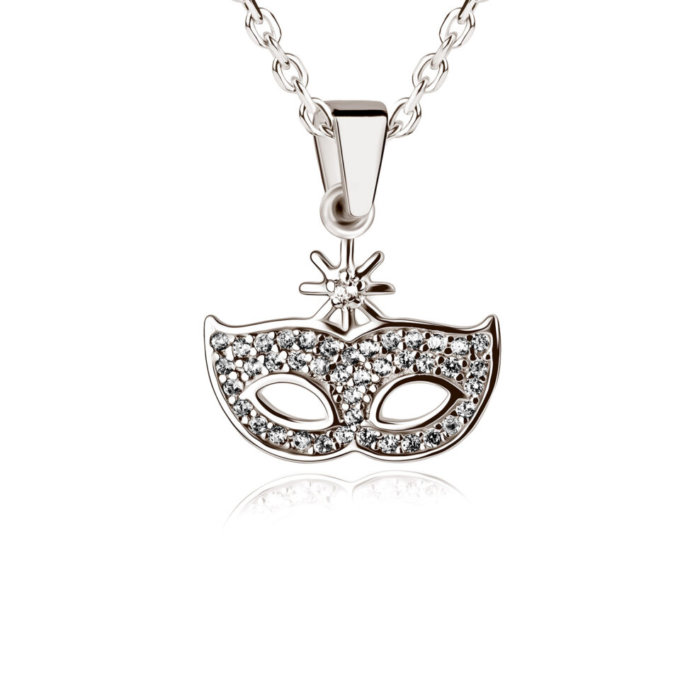 Maske Anhänger aus Silber Zirkonia weiß