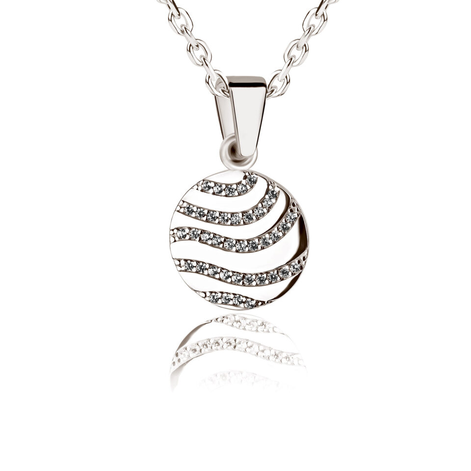Medaillon Anhänger aus Silber Zirkonia weiß