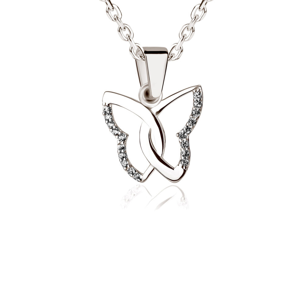 Schmetterling Anhänger aus Silber Zirkonia weiß