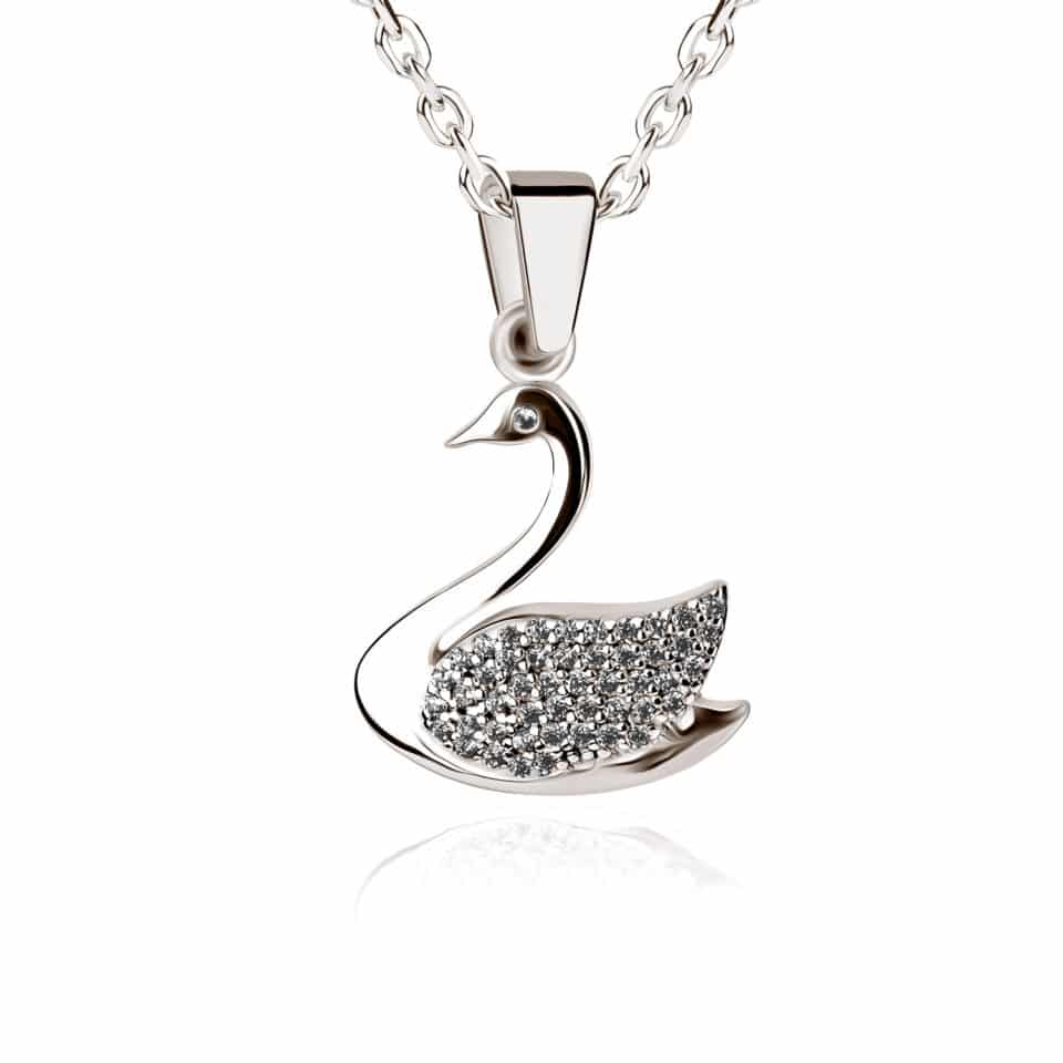 Schwan Anhänger aus Silber Zirkonia weiß